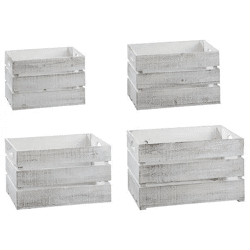 4er Set Dekorative Holzkisten, Antik-Weiß, Vintage-Design