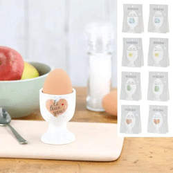 4er Set Eierhalter auf Fuß mit Musterkarte, Höhe ca. 7cm – Stilvolle Eierbecher