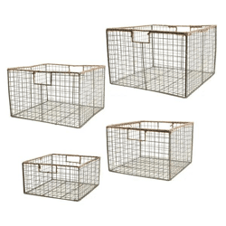 4er Set Goldene Glitzerkörbe mit Griffen, Dekorative Aufbewahrung