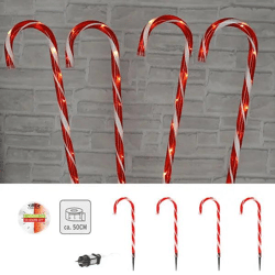 4er Set LED Zuckerstangen, Außendekoration, je ca. 50cm Hoch