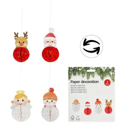 4er Set Weihnachtshänger Honeycomb-Design, Festliche Deko-Anhänger