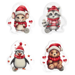Set of 4 winter animal hand warmers for the Christmas season