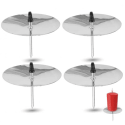 4X Kerzenhalter Silber Kerzenteller Adventskranzstecker Kerzenstecker für Adventskranz Weihnachten Adventskranzhalter mit Dorn (4X Silber)