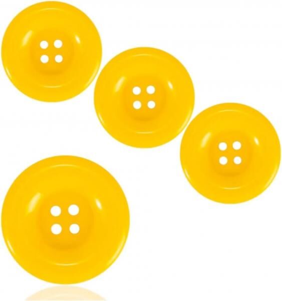 4x Super gro&szlig; Kn&ouml;pfe Knopf Mario Waluigi Mario gelb f&uuml;r Kost&uuml;m, Verkleidung, Erwachsene Latzhose Karneval Fasching Damen und Herren (4x)