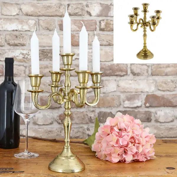 5-armiger Kerzenleuchter, Rohgold-Look, H&ouml;he ca. 30 cm &ndash; Stilvolles Wohnaccessoire