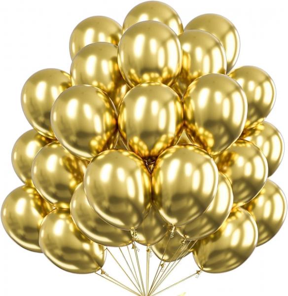 50x Luftballons Gold Ø 35 cm - Kein Plastik -100 % Bio & recyclebar - Helium geeignet metallic Deko Dekoration zur Befüllung mit Ballonga