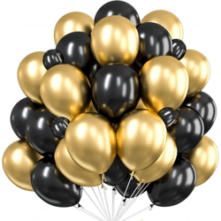 50x Luftballons Mix gold & schwarz - 100 % Bio - für Deko & Party an Silvester & Neujahr für Helium & Luft