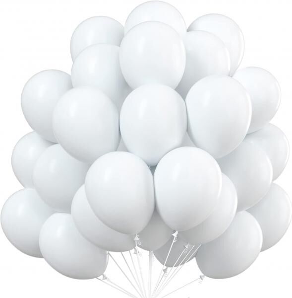 50x Luftballons &Oslash; 35 cm Ballons - wei&szlig; weiss Helium geeignet zur Deko Dekoration - Geburtstag & Hochzeit