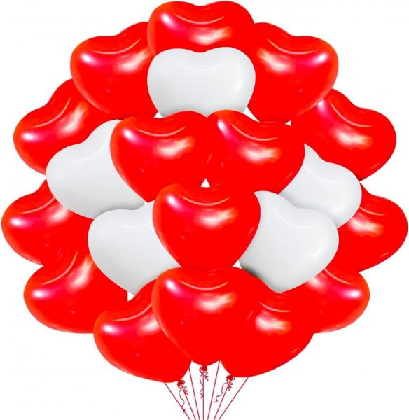50x XXL Herzluftballons Helium geeignet Ø 40 cm Luftballons Herz Herzballon rot & weiß als Deko für Sie & Ihn Hochzeit & Valentinstag (5