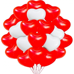 50x XXL Herzluftballons Helium geeignet Ø 40 cm Luftballons Herz Herzballon rot & weiß als Deko für Sie & Ihn Hochzeit & Valentinstag (5