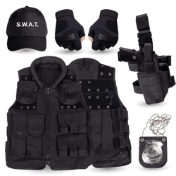 6 in 1 SWAT Unisex Kostüm für Herren & Damen Set für Karneval & Fasching & Halloween