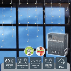 60 LED Lichtervorhang, ca. 110cm Breit, Stimmungsvolle Beleuchtung