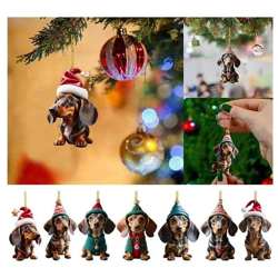 6er Set Dackel Weihnachtsbaumschmuck - Entzückende 8cm Dekofiguren
