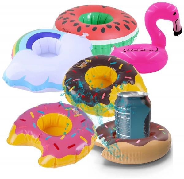 6X Getränkehalter Mix aufblasbar Luftmatratze Schwimmring Schwimmreif für Pool, Wasser, Cocktailhalter, Bierhalter, Becher, Dosenhalter, 