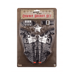 7-teiliges Cowboy-Set mit 2 18-cm-Kanonen – komplette Westernkostüme für Kinder