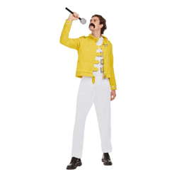 80Er Jahre Rock Legende Kostüm Für Erwachsene, Gelbe Jacke, Retro Musik-Outfit