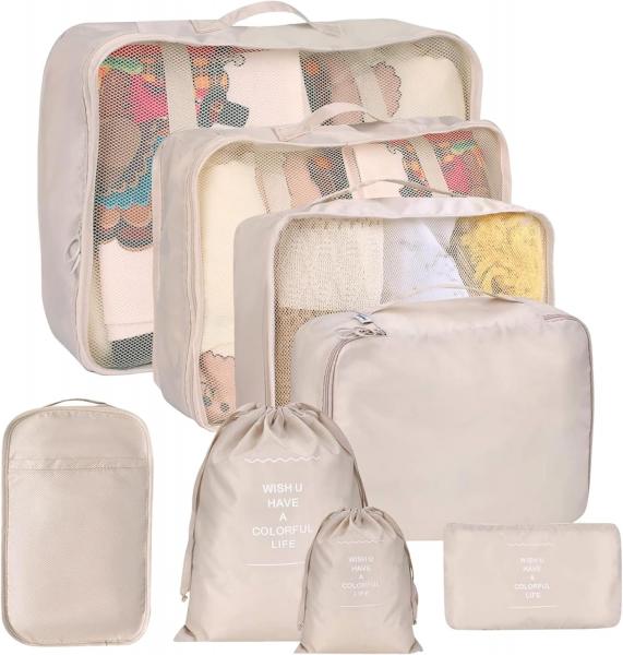 8er Set Kofferorganizer Packtaschen mit Kosmetiktasche - Packtaschen - Packing Cubes - Reiseorganizer & Kleidertaschen für Reisen - Travel