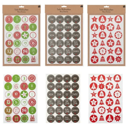 Adventskalender Aufkleber-Set, 24 Stück, Serie 3/s | Weihnachts-Countdown Sticker