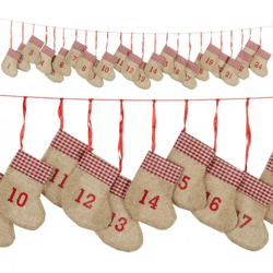 Adventskalender-Socken, Karo-Muster, 180 cm - Festliche Dekoration für die Weihnachtszeit