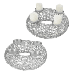 Adventskranz aus silbernen Fäden, Durchmesser 38 cm - Stilvolle Vorweihnachtsdekoration