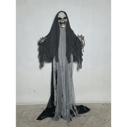 Animierter Sensenmann - Teleskopische Halloween-Deko, ca. 180-215cm hoch