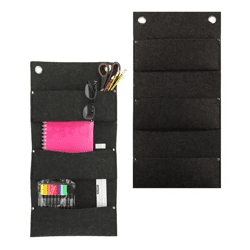 Anthrazitfarbener Filz-Hängeorganizer, 3 Taschen, Platzsparende Wandlösung