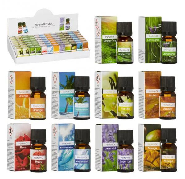 Aromatische Duft&ouml;l-Kollektion, 10ml Fl&auml;schchen, 10 Verschiedene D&uuml;fte, Display-Set
