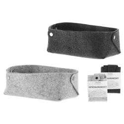Aufbewahrungsbox Filz mit Knöpfen, 2er-Set, 15x28cm – Stilvoller Organizer | Strapazierfähige Filz-Aufbewahrungsboxen