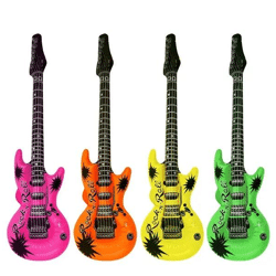 Aufblasbare Gitarre 55 cm, Neonfarben, 4 Varianten, Partyzubehör & Musikspielzeug