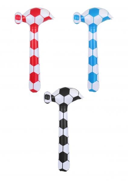 Aufblasbarer Hammer, 86 cm, Fu&szlig;ball-Design, 3 verschiedene Farben, Party-Zubeh&ouml;r