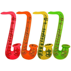 Aufblasbares Saxofon 55 cm, 4 Neonfarben, Musikspielzeug für Partys und Events