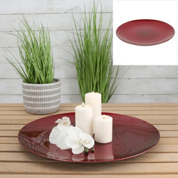 Auffällige Deko-Teller in Rot, Rund, Durchmesser ca. 47 cm – Markantes Wohnaccessoire