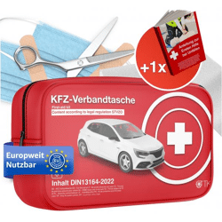 Auto Verbandskasten - Neue Norm 2025 für Tüv geprüft - WALSER - zertifiziert DIN 13164 - MHD 3 Jahre 