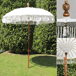 Bali Sun Canopy - 180cmD: Elegant White Shade Umbrella for Outdoor Relaxation