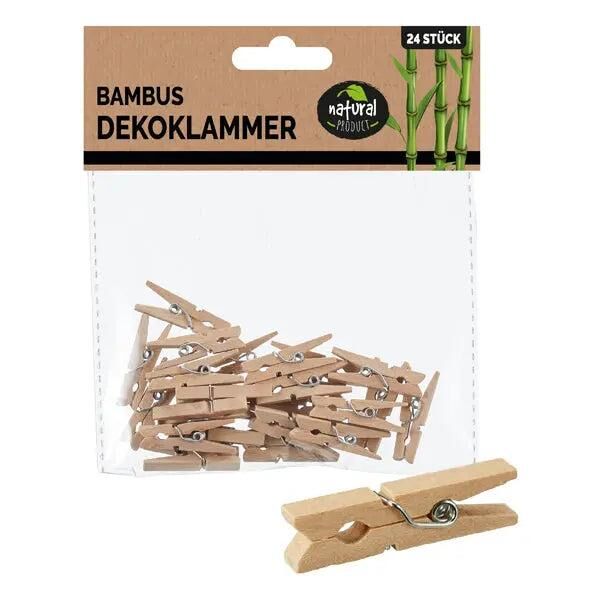 Bambus W&auml;scheklammern, ca. 3cm, 24er Set &ndash; Umweltfreundliche Haushaltshelfer