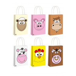 Bauernhof-Tasche mit Griffen, 14x21x7 cm, 6 verschiedene Designs, Kinder Einkaufstasche