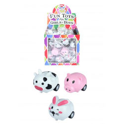 Bauernhof-Tiere Rückziehzielzeug, 4 cm, 3 verschiedene Designs