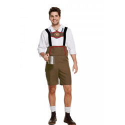 Bayerisches Fest-Outfit Für Erwachsene – Trachtenmode Herren Lederhose & Hemd Set