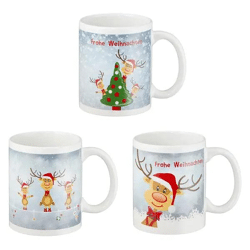 Becher Rentier Ole, 3er-Set, 9,5cm - Charmantes festliches Trinkbecher-Set