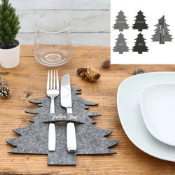 Besteckhalter Weihnachtsbaum Filz, 4er-Set – Festliche Besteckhalter | Stilvolle Weihnachtsdeko