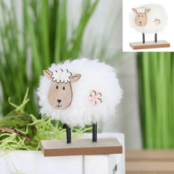 Bezauberndes Schaf auf Holzsockel, Klein, ca. 9x10cm - Ländliche Deko