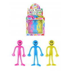 Biegsamer Mann mit lächelndem Gesicht, 13 cm – 3 verschiedene Farben, flexibles, lustiges Spielzeug