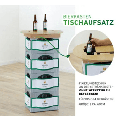 Bierkasten-Tischaufsatz, 60 cm Durchmesser - Verwandle deinen Kasten in einen Tisch
