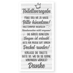 Bild 'Toilettenregeln', ca. 20x40 cm – Humorvolles Badezimmer-Wandbild | Quirky Typografie