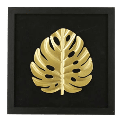 Bild Metall Blatt, 32x32 cm – Stilvolle Wandkunst | Natur-Deko mit Metallblatt