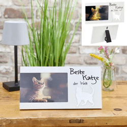 Bilderrahmen 'Beste Katze der Welt', ca. 25x13cm – Ideales Geschenk für Katzenliebhaber
