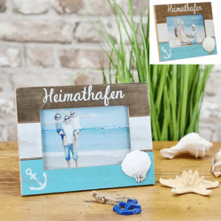 Bilderrahmen Heimathafen, 21x16cm - Maritimer Dekorativer Fotorahmen
