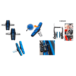 Blaue V-Bremse Fahrradbremsbeläge Bremsschuhe für Felgenbremse Bremsklötze Bremsbelege mit Unterlegscheiben & Muttern Restposten Mix