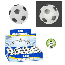 Blinkender LED Gummiball Fußball – Schwarz/Weiß, Durchmesser 6,5cm, Spielvergnügen