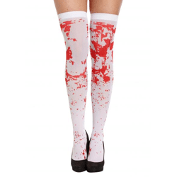 Blutige Weiße Halterlose Strümpfe - Halloween Kostüm Zubehör